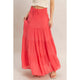 Tiered Drawstring Skirt in Coral Red (REG)