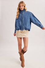 Boxy Funnel Denim Jacket in Med. Wash (REG)