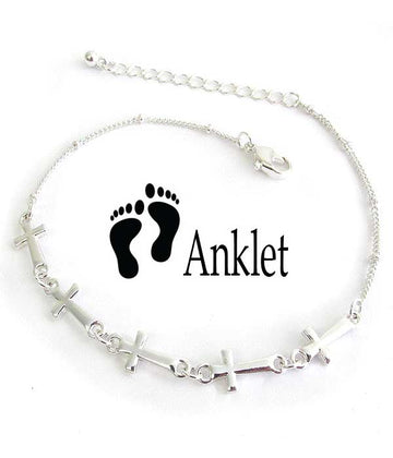 Silver Multi Cross Anklet