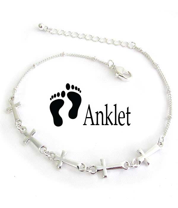 Silver Multi Cross Anklet