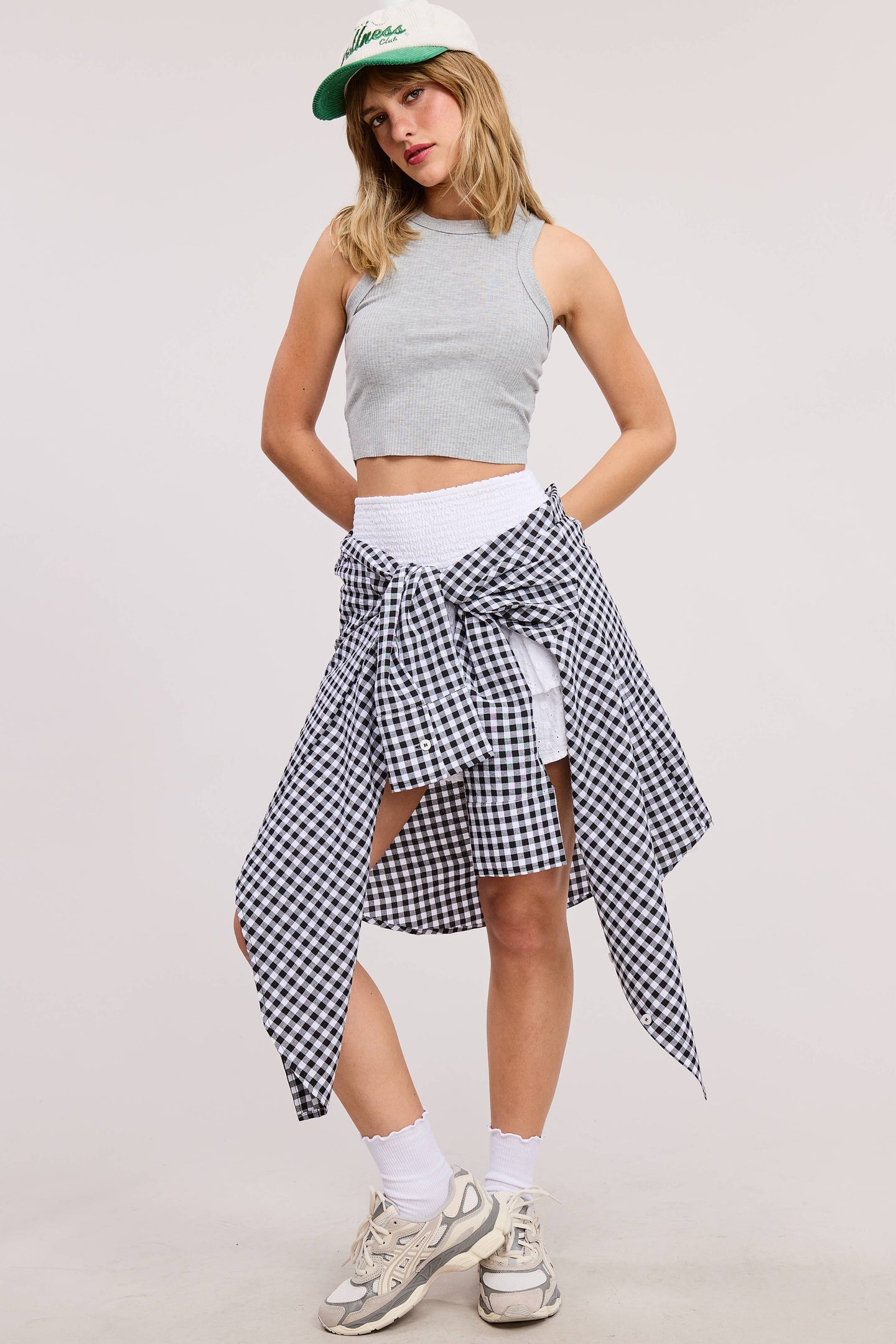 Oversized Gingham Top in Black (REG/PLUS)