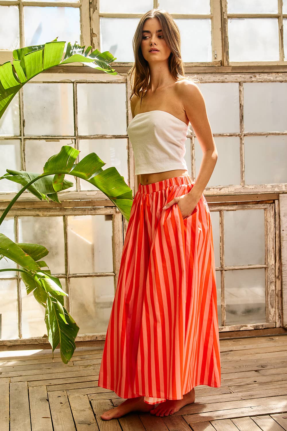 Orange Striped Gaucho Pants (REG)