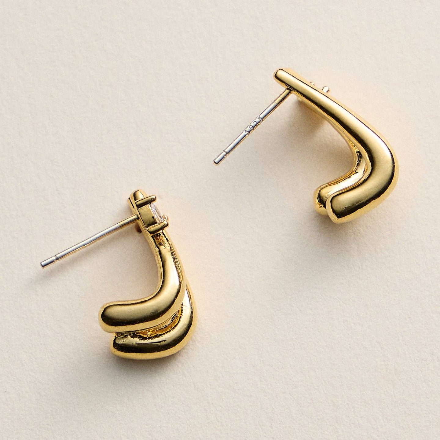 Gold-Dipped Layered CZ Earrings