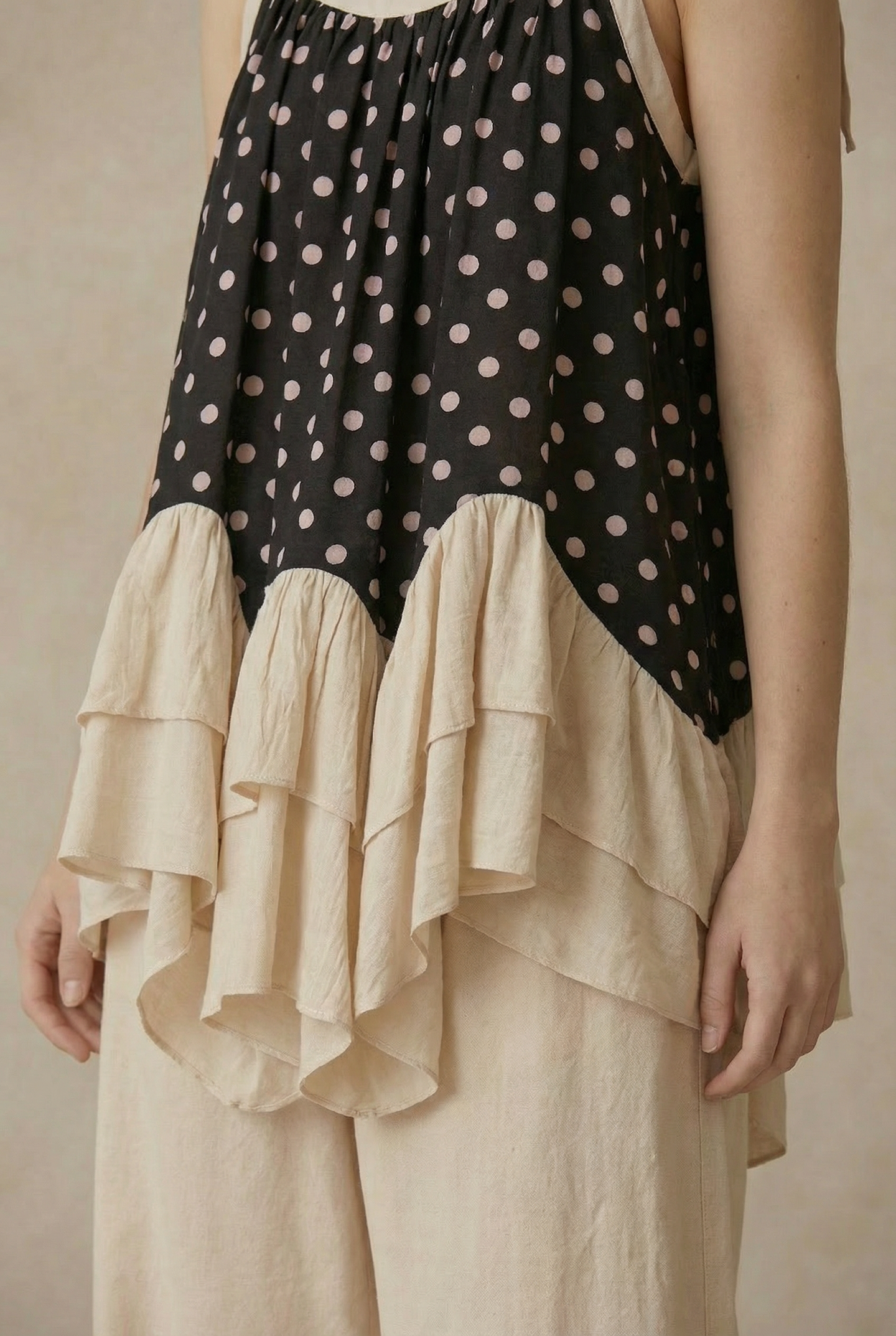Layered Polka Dot Tunic Top (REG)