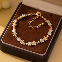 Pearl and Rhinestone Flower Bracelet