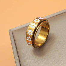 18K Stainless Steel Daisy Spinner Ring