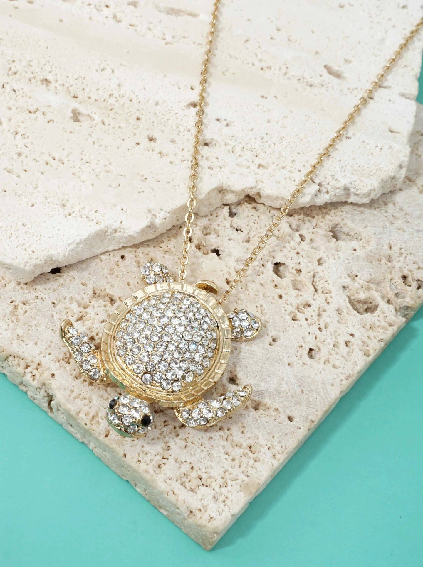 Rhinestone Sea Turtle Necklace