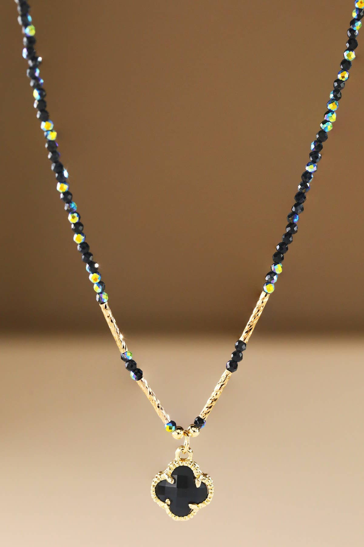 Beaded Clover Charm Necklace