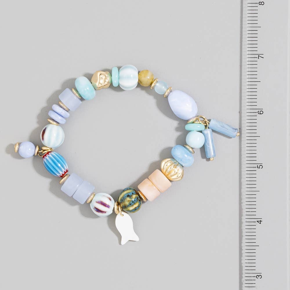Fishy Mixed Bead Stretch Bracelet
