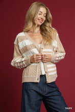 Irregular Stripe Cardigan in Taupe (REG)