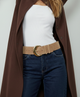 Suede Crescent Moon Buckle Belt