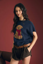 Puppy Scarf Sweater in Navy (REG)