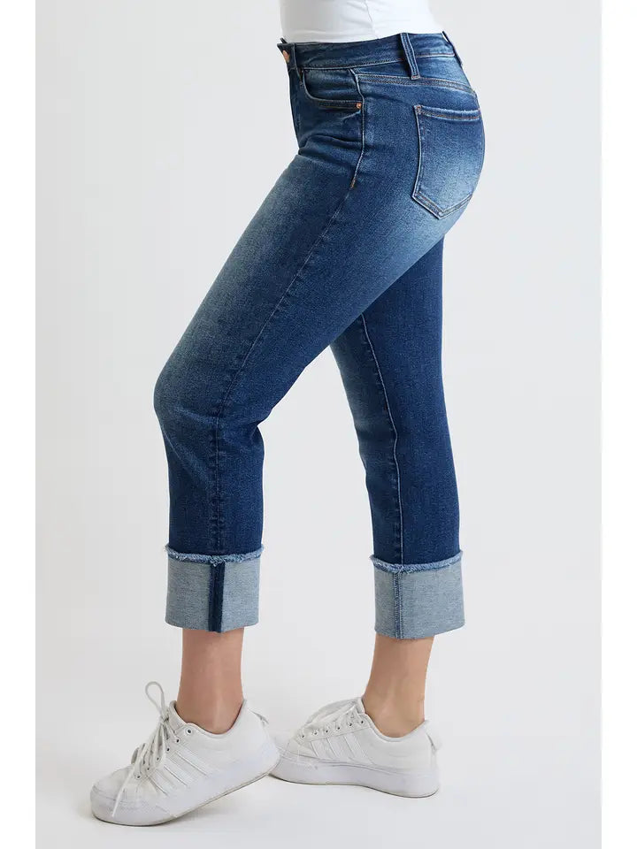 YMI Tummy Control Cuffed Slim Straight Jeans (REG)