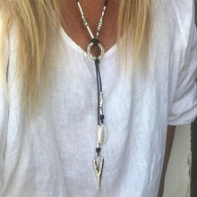 Silver Spike Cord Necklace