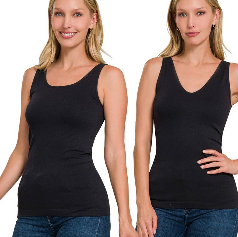2 Way Seamless Top in Black (REG)