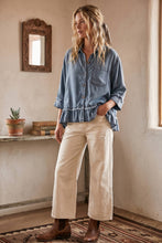Mineral Wash Ruffle Hem Denim Top (REG)