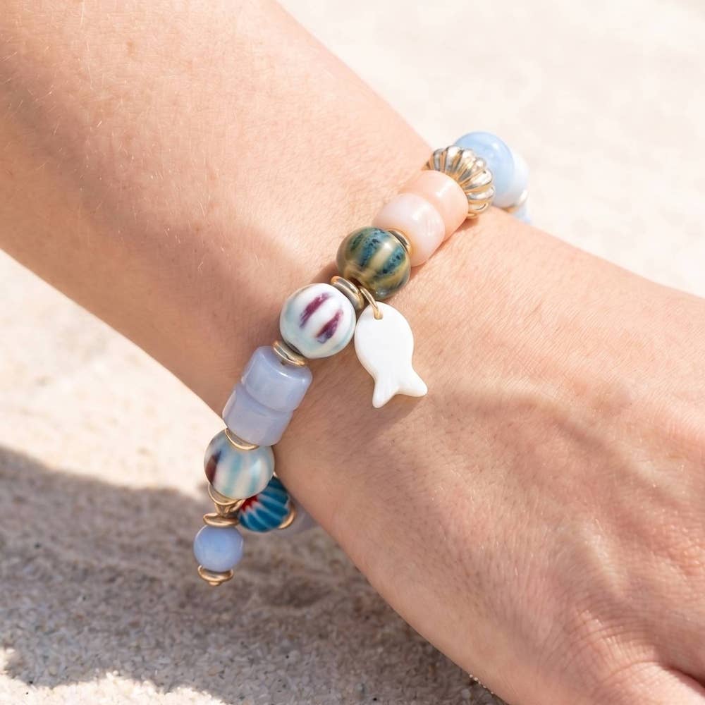 Fishy Mixed Bead Stretch Bracelet