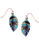 Blue Metal Feather Earrings