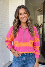Polka Dot Stripe Pullover Top in Pink (REG)