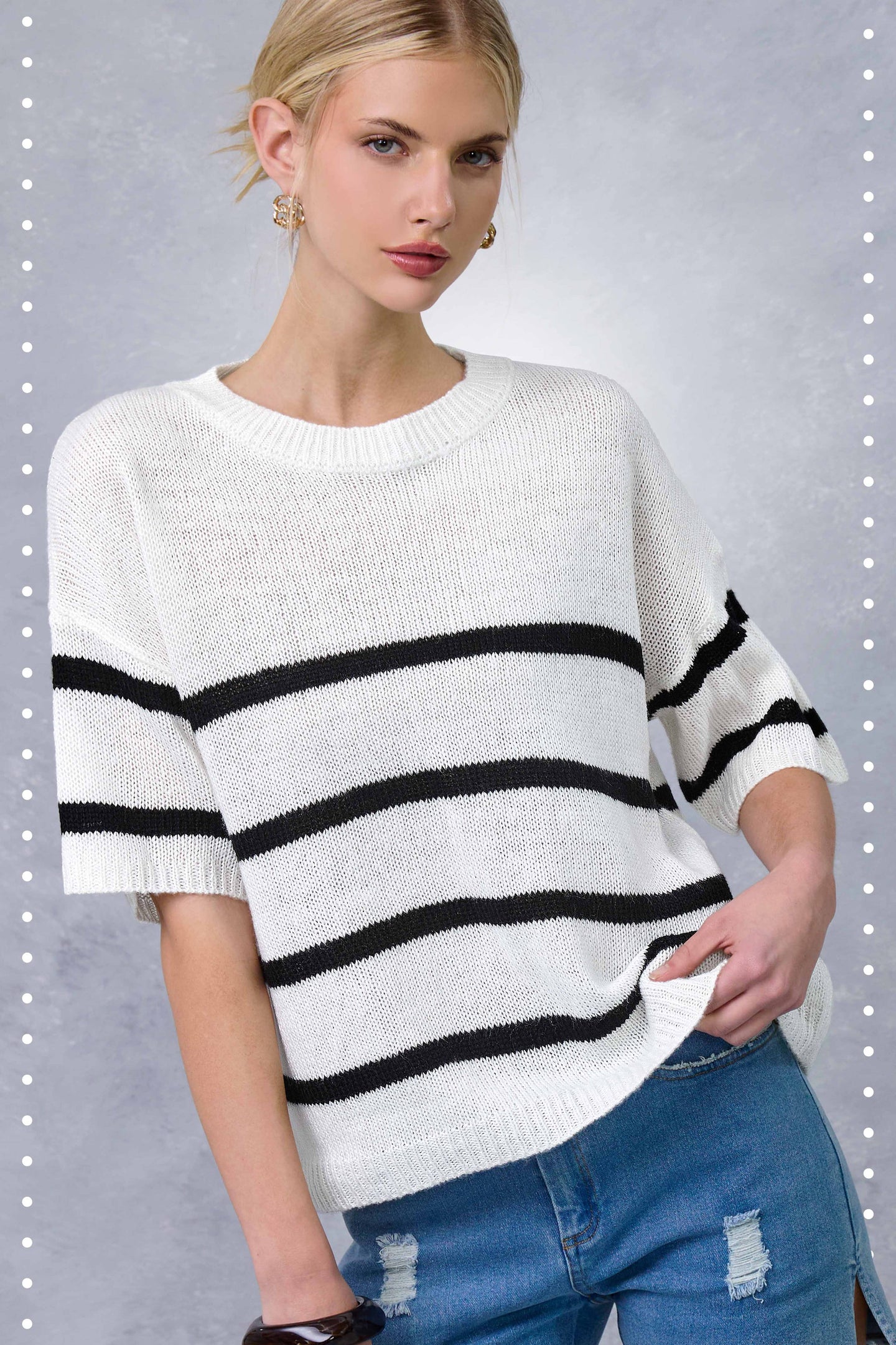 Cookies n Cream Boxy Striped Sweater (REG)