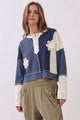 Mixed Media Thermal Knit Top in Navy (REG)
