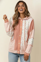 Floral Colorblock Button Down Jacket in Mauve/Blush (REG/PLUS)