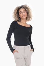 Slim Fit Scoop Top in Black