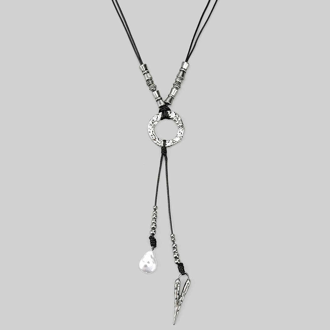 Silver Spike Cord Necklace