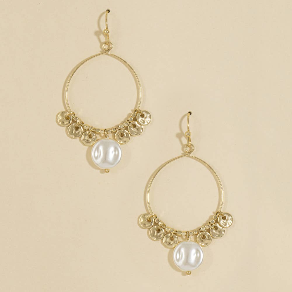 Pearl And Disc Charmed Hoop Earrings