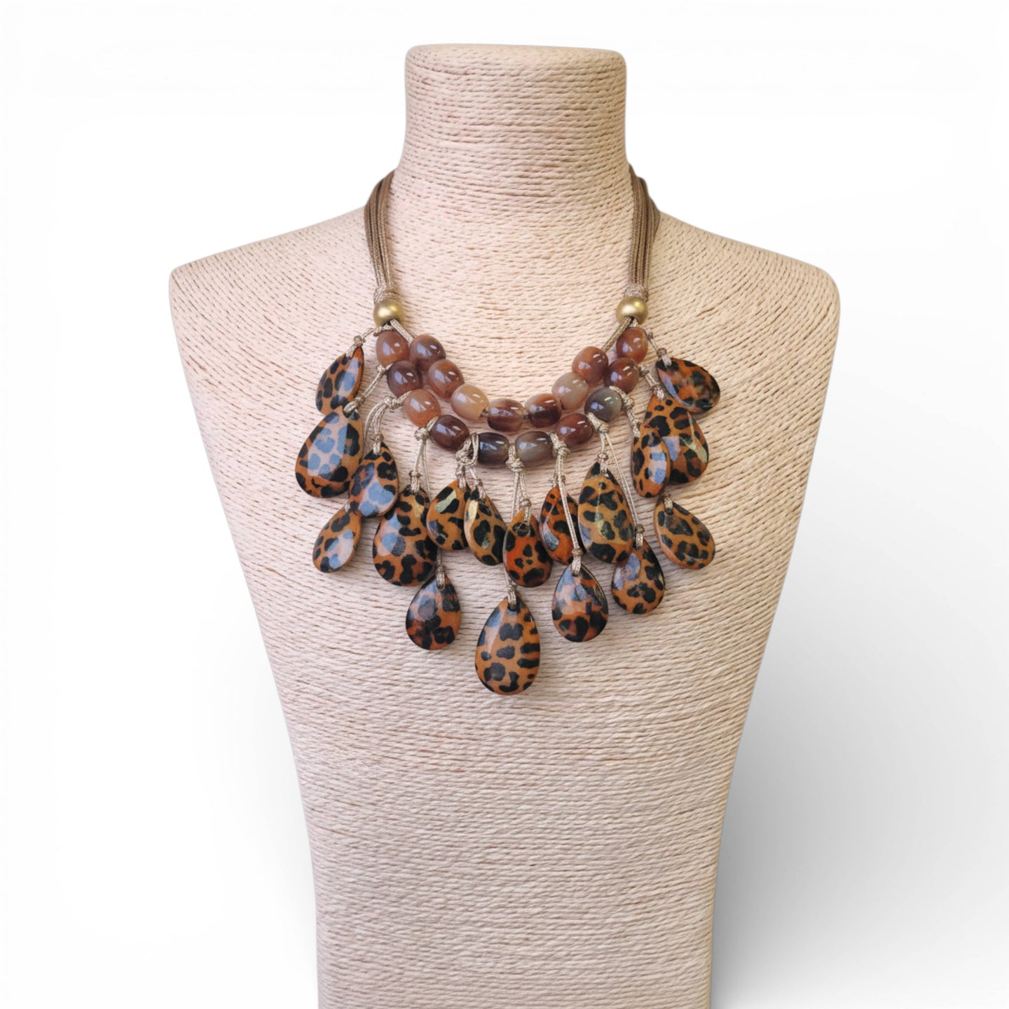 Leopard Beaded Bib Necklace