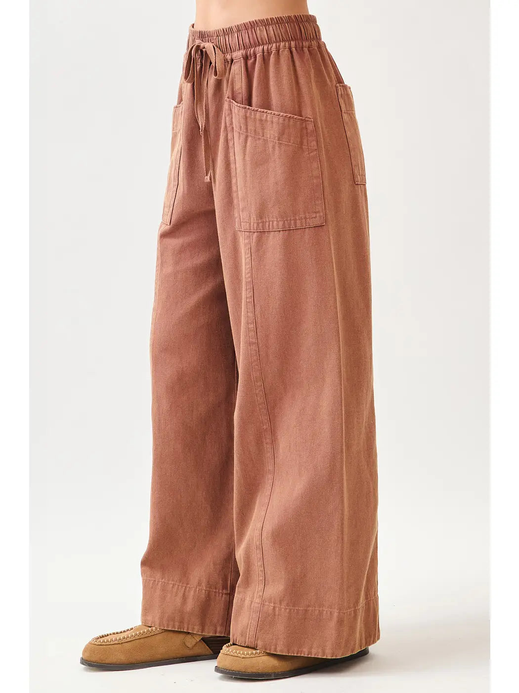 Mineral Wide Leg Twill Pants in Red Bean (REG)