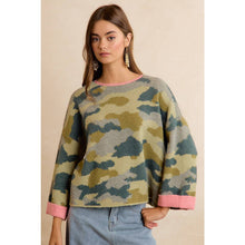 Camo Contrast Roll Sleeve Sweater (REG)