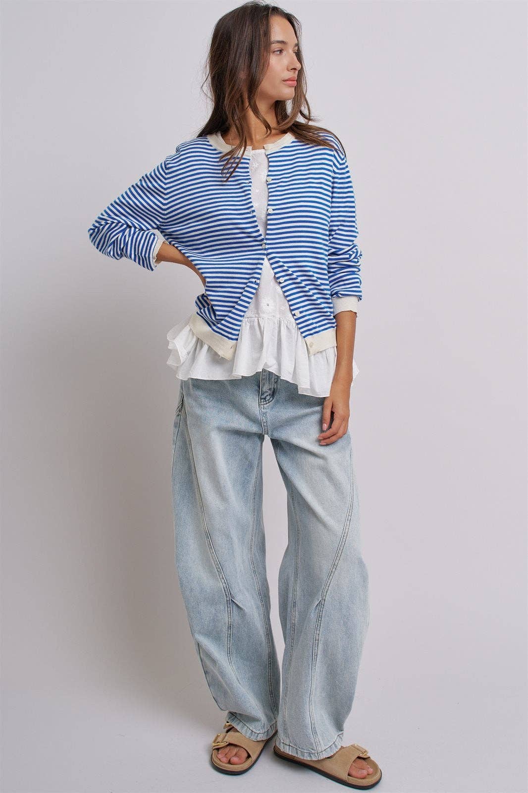 Blue Breton Striped Cardigan (REG)