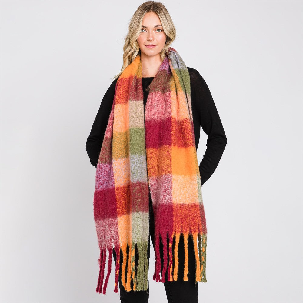 Checkered Tassel Scarf