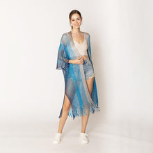Two Tone Fringe Kimono in Turquoise (REG)