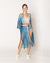 Two Tone Fringe Kimono in Turquoise (REG)