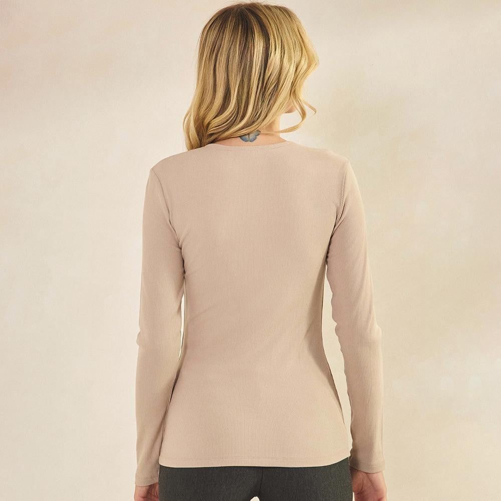 Judson Pure Comfort Ribbed Top in Khaki (REG)