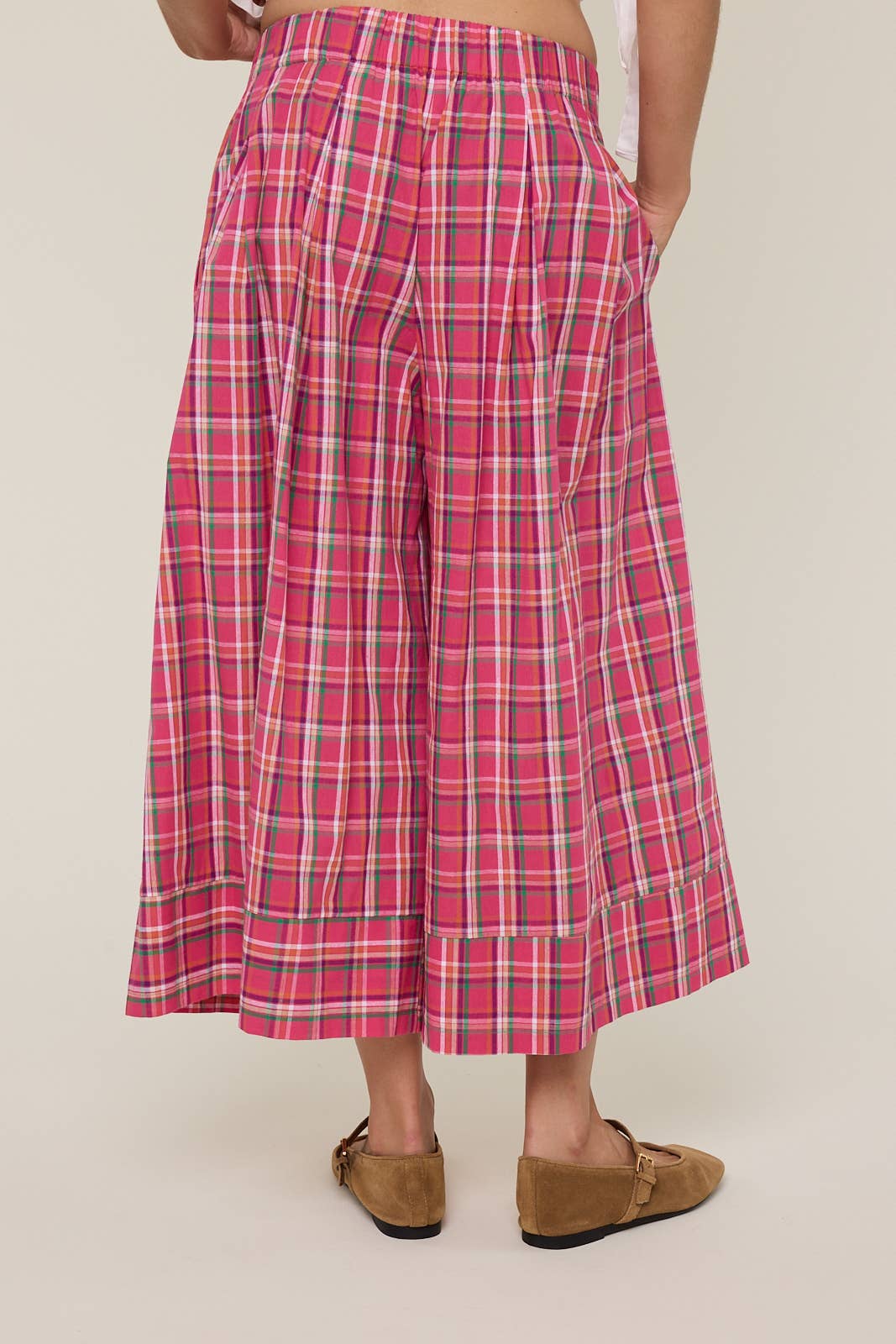 Pink Plaid Wide Leg Pants (REG)