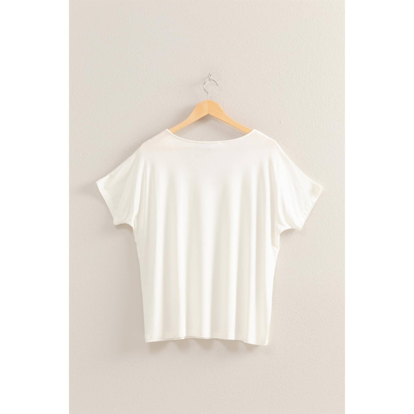 Basic V Neck Dolman Top in Off White (REG)