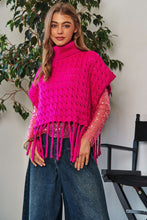 Vivid Magenta Sweater Vest with Fringe