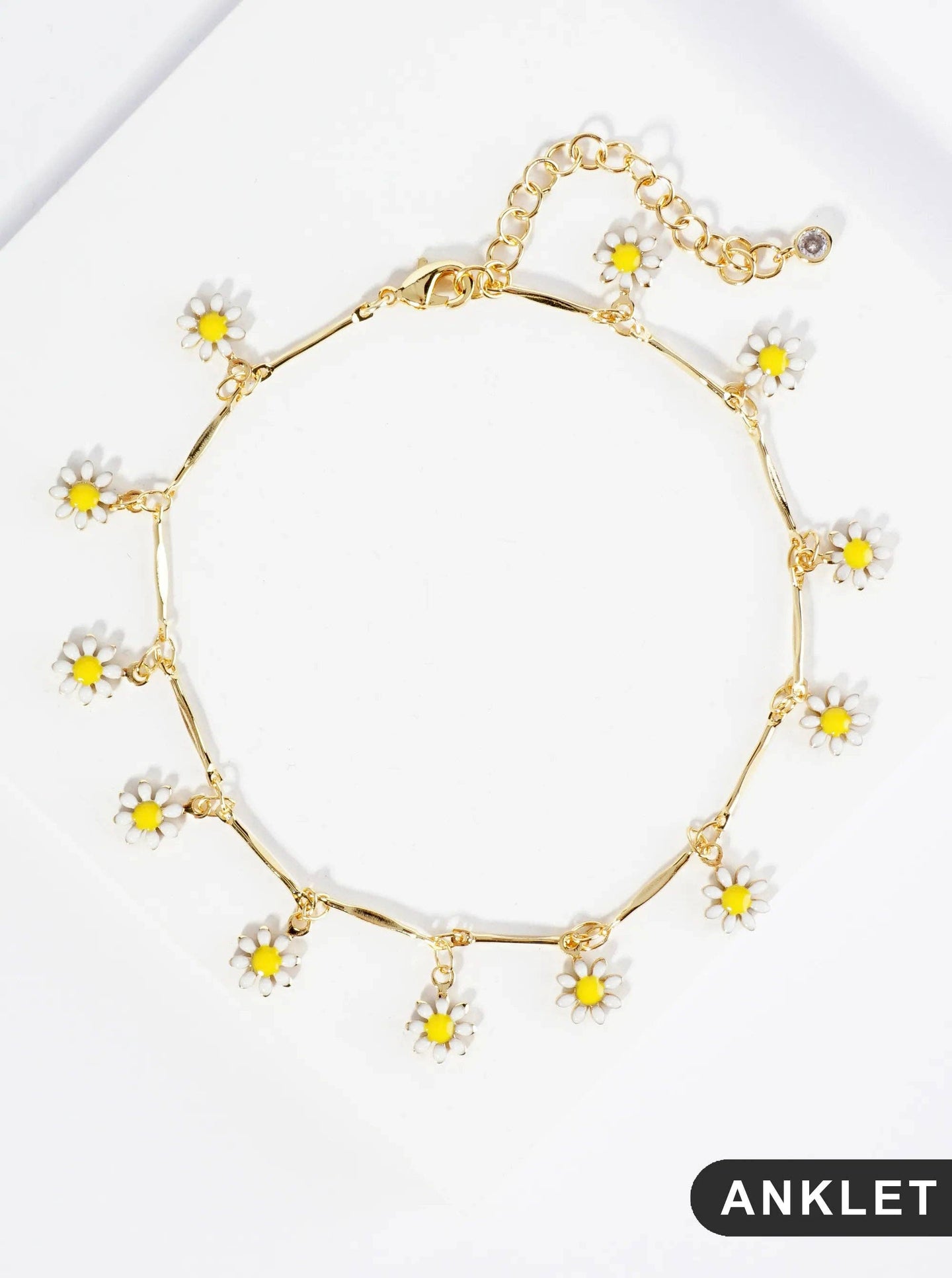 18K Dipped Flower Charm Anklet