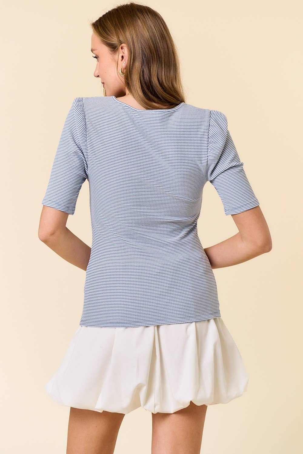 Soft Striped Rib Top in Blue (REG)