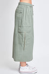 Poplin Maxi Cargo Skirt in Green Tea (REG)