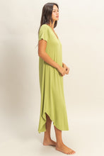 Short Sleeve Midi Dress in Pale Olive (REG)