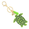 Rhinestone Studded Sea Turtle Keychain With Tassel