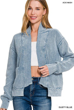 Washed Sweater Cardigan in Dusty Blue (REG)