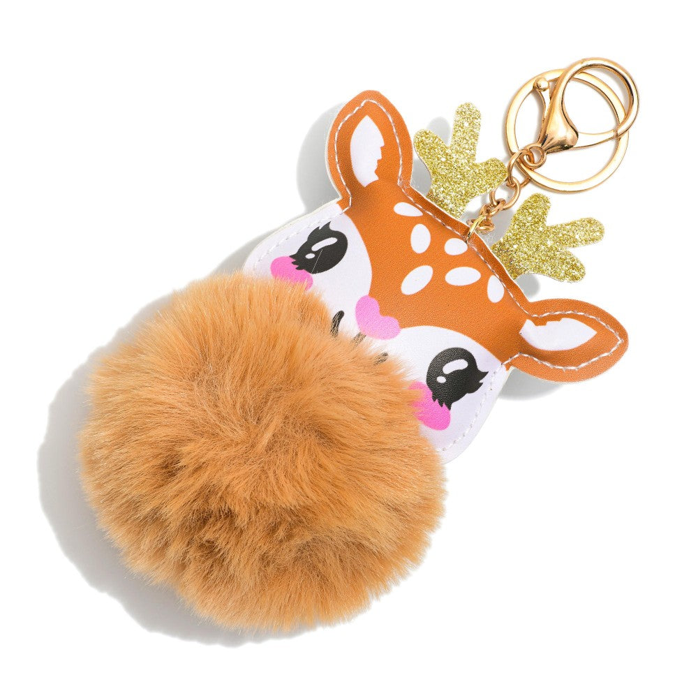 Fluffy Reindeer Keychain