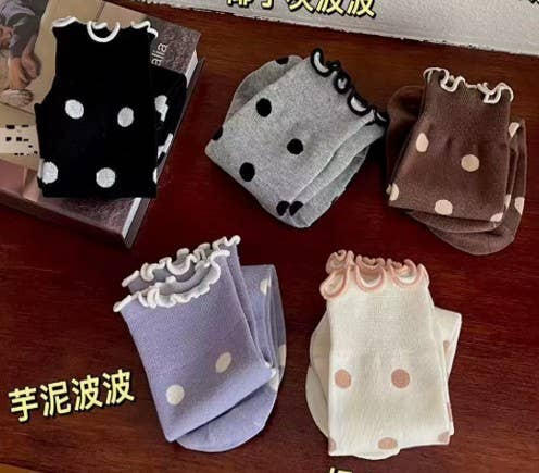 Ruffled Polka Dot Crew Socks