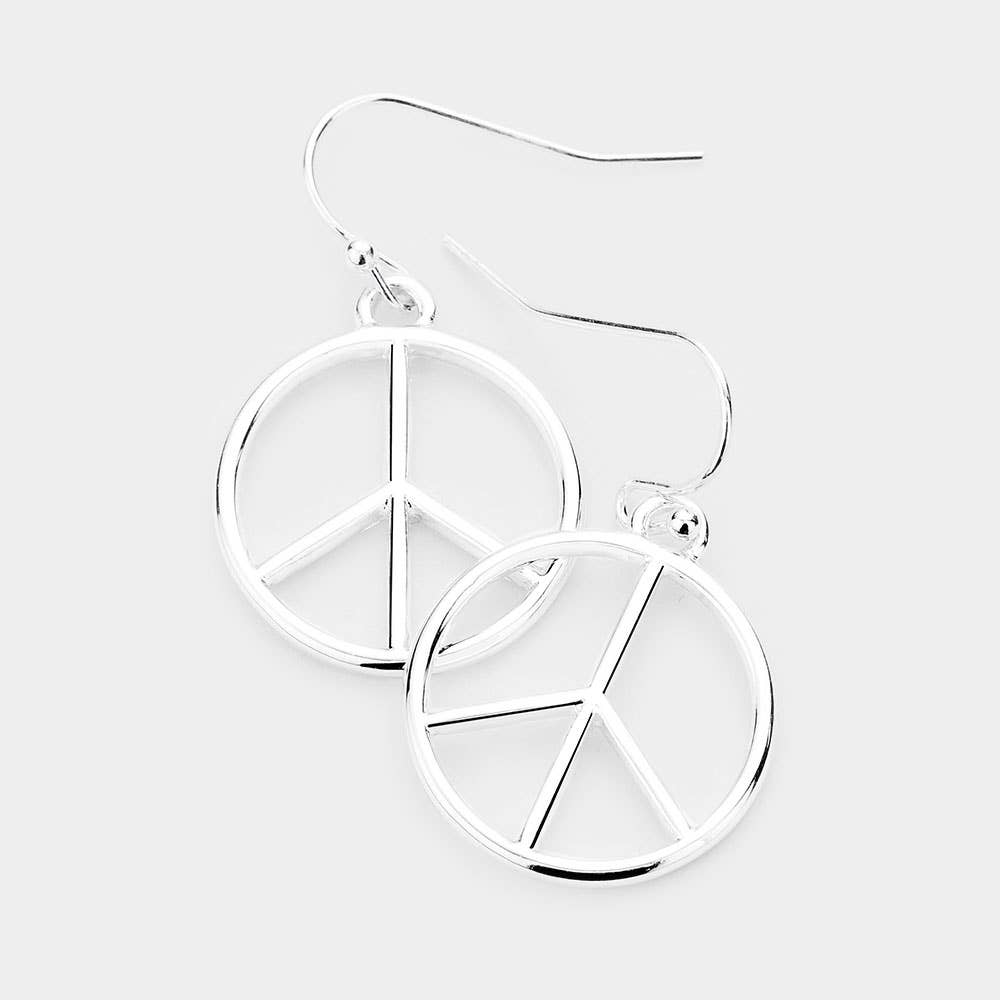 Silver Peace Dangle Earrings