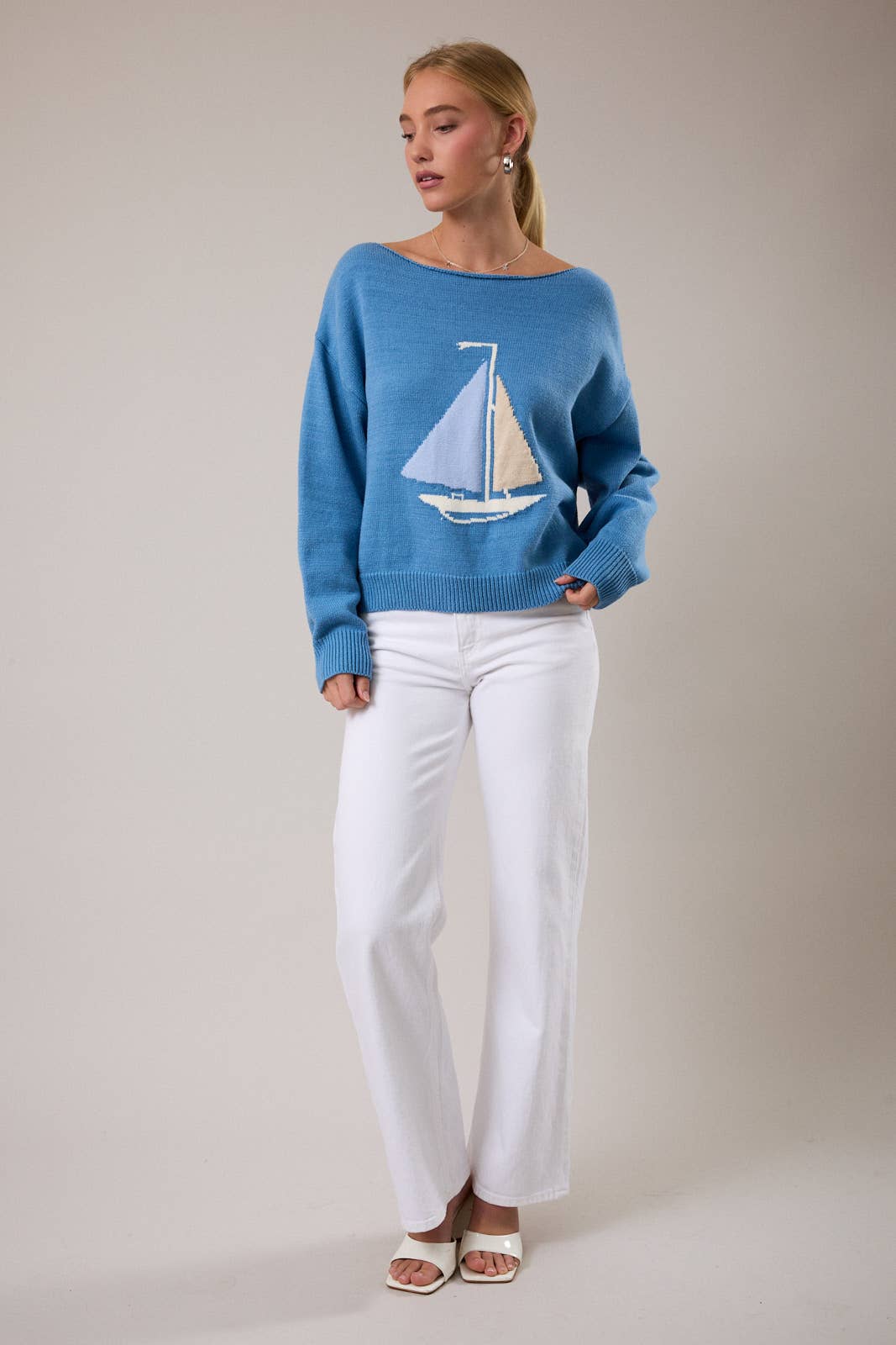 Boatneck Sailboat Sweater (REG)